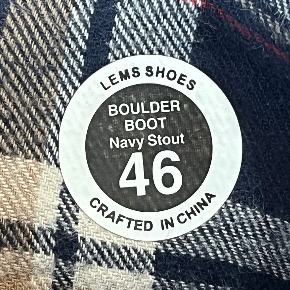 Lems Boulder Boot Navy Stout Mens 46 Minimalist Zero Drop Leather Nylon Boots